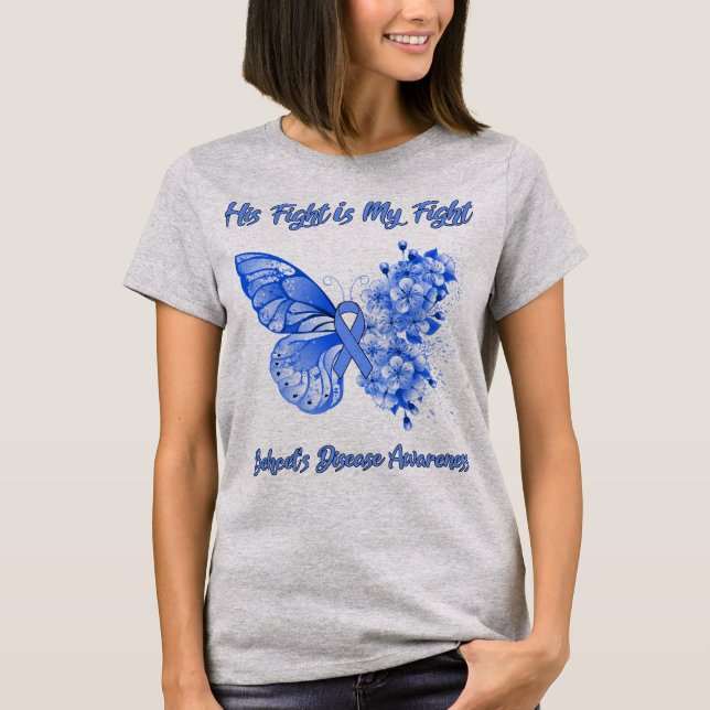 Butterfly His Fight is My Fight Behcet's Disease  T-Shirt (Front)