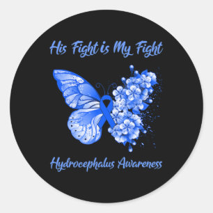 Butterfly His Fight is My Fight Hydrocephalus Awar Classic Round Sticker