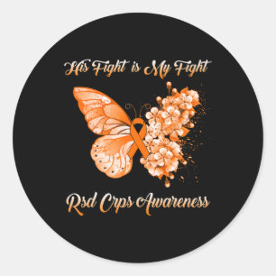 Butterfly His Fight Is My Fight Rsd Crps Awareness Classic Round Sticker