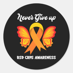 Butterfly Hope Fighter Orange Ribbon Rsd Crps Awar Classic Round Sticker