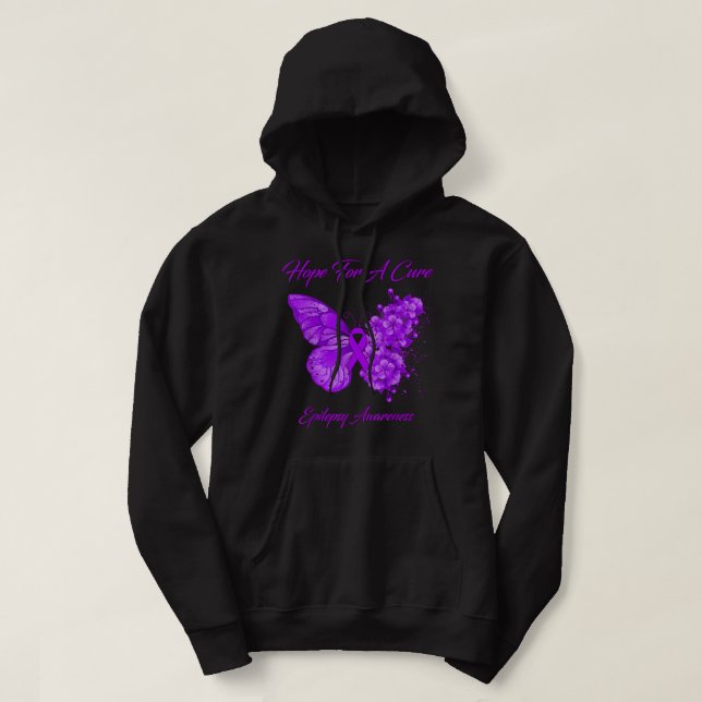 Butterfly Hope For A Cure Epilepsy Awareness  Hoodie (Design Front)