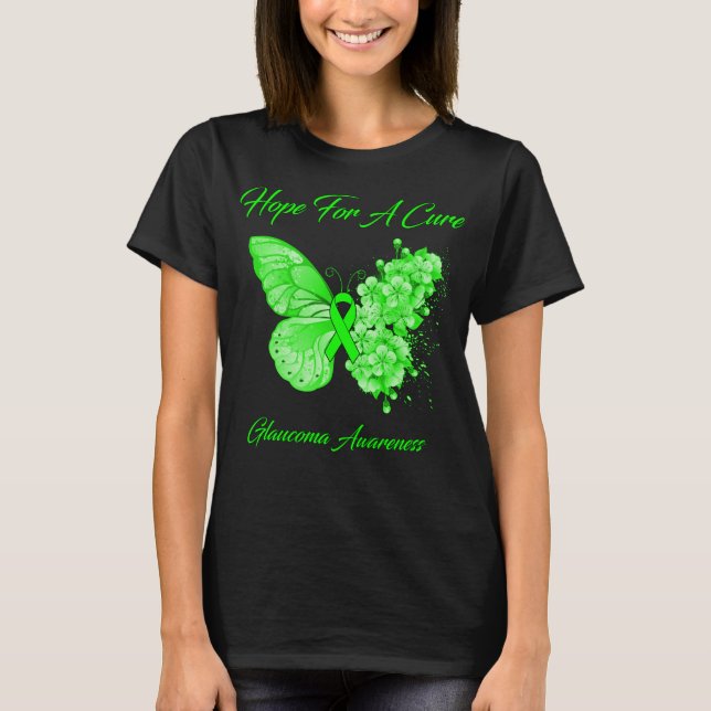 Butterfly Hope For A Cure Glaucoma T-Shirt (Front)