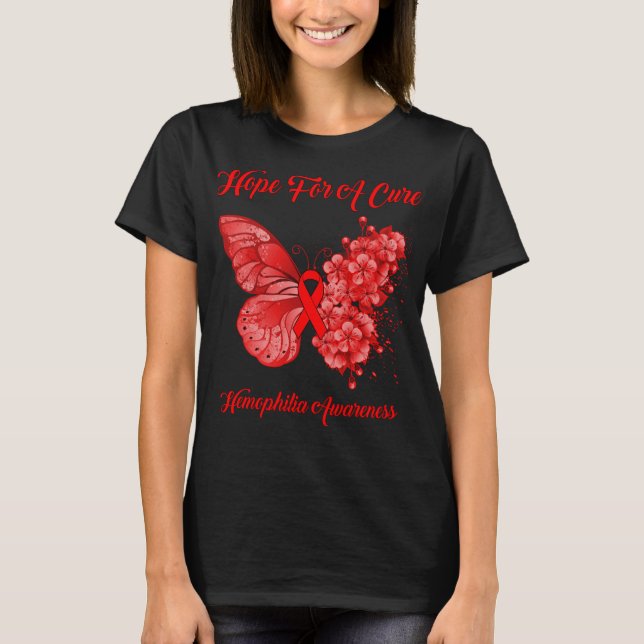 Butterfly Hope For A Cure Haemophilia Awareness T-Shirt (Front)