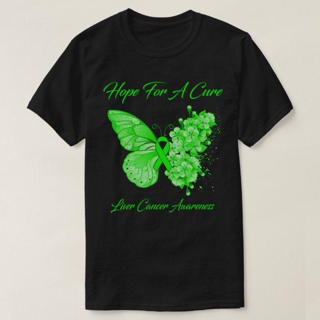 Butterfly Hope For A Cure Liver Cancer Awareness T-Shirt (Design Front)