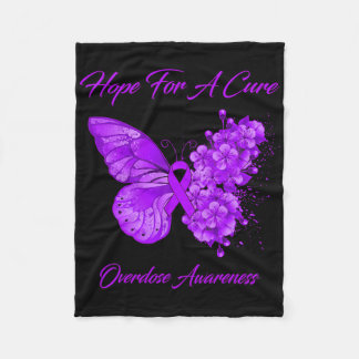 Butterfly Hope For A Cure Overdose Awareness  Fleece Blanket