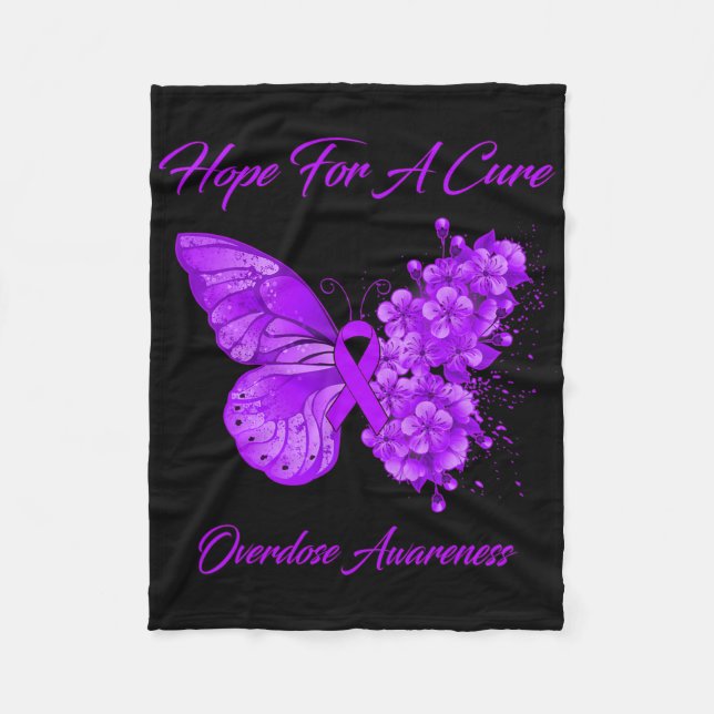 Butterfly Hope For A Cure Overdose Awareness  Fleece Blanket (Front)