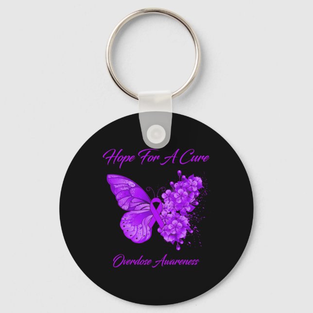 Butterfly Hope For A Cure Overdose Awareness  Key Ring (Front)