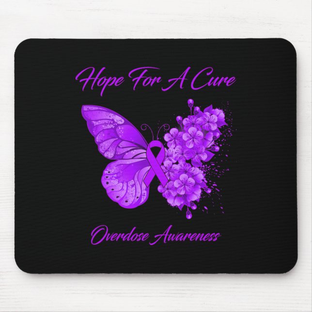 Butterfly Hope For A Cure Overdose Awareness  Mouse Pad (Front)