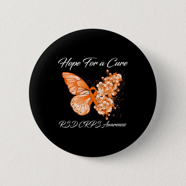 Butterfly Hope For a Cure Rsd Crps Awareness  6 Cm Round Badge (Front)