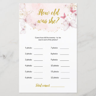 Butterfly How old was she? Baby Shower game