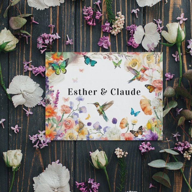 Butterfly Hummingbird Wildflower Meadow  Card (Creator Uploaded)