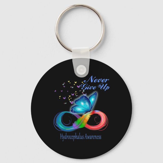 Butterfly Hydrocephalus Awareness  Key Ring (Front)