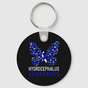 Butterfly Hydrocephalus Awareness Month Blue Ribbo Key Ring
