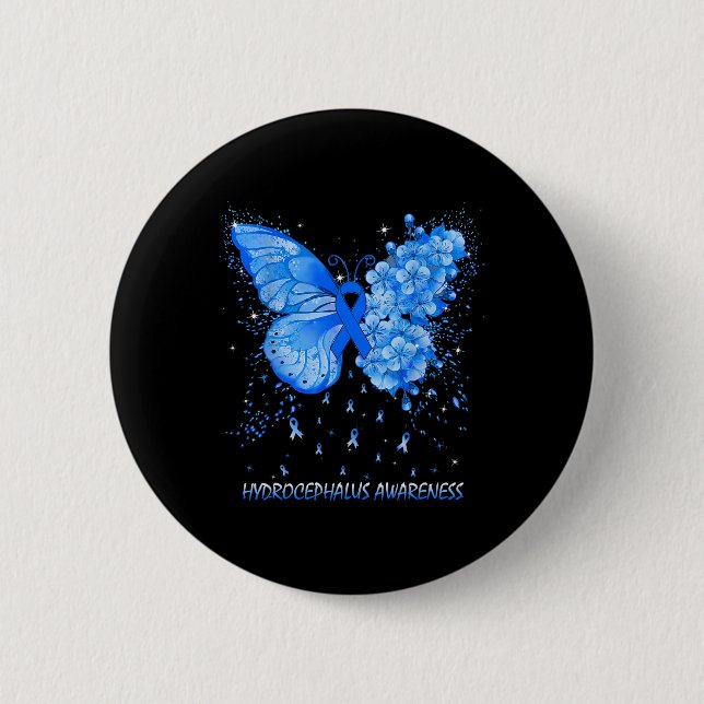 Butterfly Hydrocephalus Awareness Ribbon  6 Cm Round Badge (Front)
