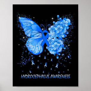 Butterfly Hydrocephalus Awareness Ribbon  Poster