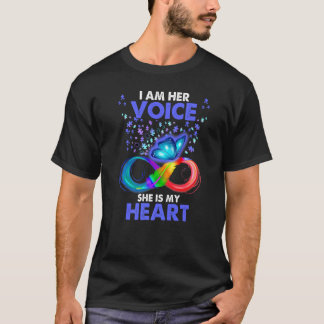 Butterfly I Am Her Voice She Is My Heart Autism Aw T-Shirt