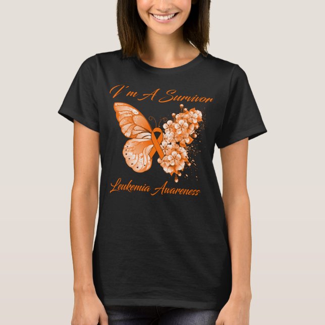 Butterfly I’m A Survivor Leukaemia Awareness T-Shirt (Front)