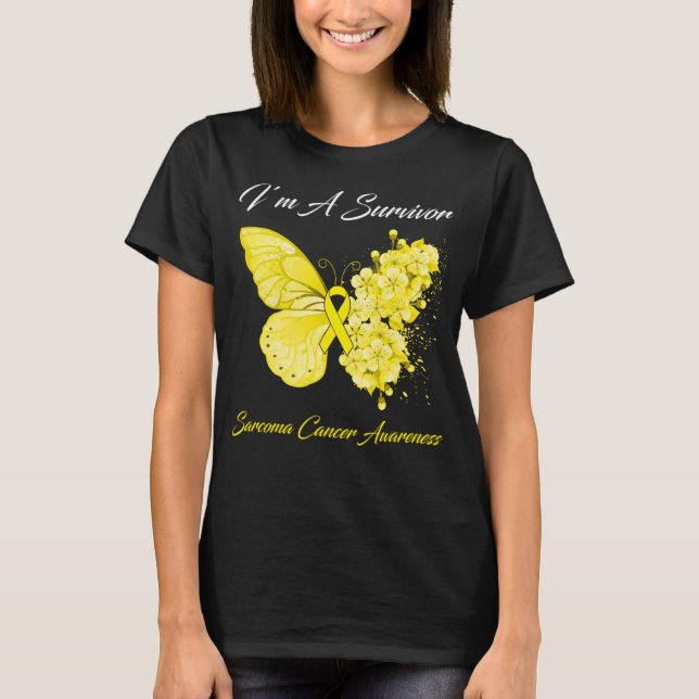 Butterfly I’m A Survivor Sarcoma Cancer Awareness T-Shirt (Front)
