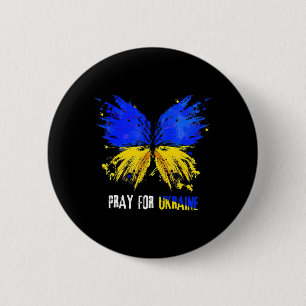 Butterfly I Stand With Ukraine Pray For Ukraine Fl 6 Cm Round Badge