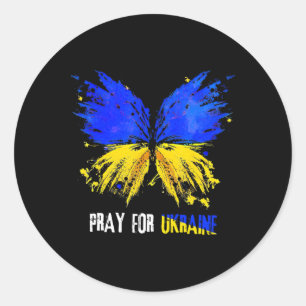 Butterfly I Stand With Ukraine Pray For Ukraine Fl Classic Round Sticker