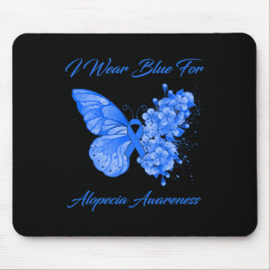 Butterfly I Wear Blue For Alopecia Awareness 1 Mouse Pad