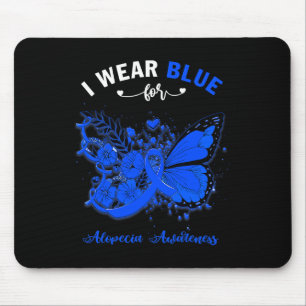 Butterfly I Wear Blue For Alopecia Awareness Mouse Pad