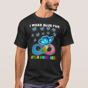 Butterfly I Wear Blue For Autism Awareness Funny T-Shirt