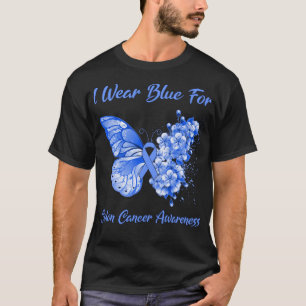 Butterfly I Wear Blue For Colon Cancer Awareness T-Shirt