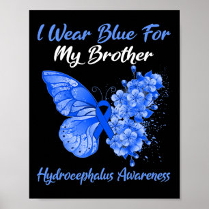 Butterfly I Wear Blue For My Brother Hydrocephalus Poster