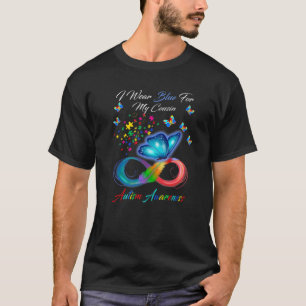 Butterfly I Wear Blue For My Cousin Autism Awarene T-Shirt
