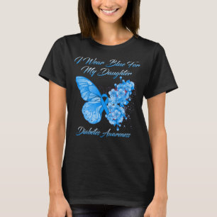 Butterfly I Wear Blue For My Daughter Diabetes  T-Shirt