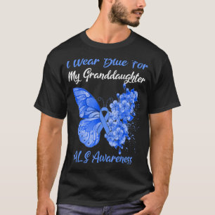 Butterfly I Wear Blue For My Granddaughter Als Awa T-Shirt