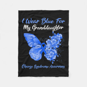 Butterfly I Wear Blue For My Granddaughter Charge Fleece Blanket