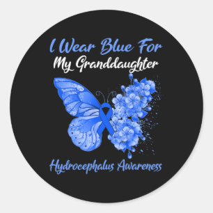 Butterfly I Wear Blue For My Granddaughter Hydroce Classic Round Sticker