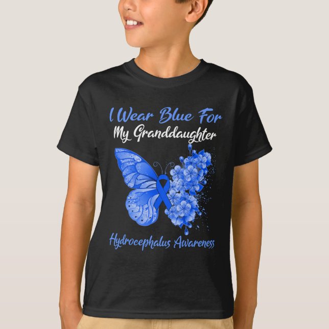 Butterfly I Wear Blue For My Granddaughter Hydroce T-Shirt (Front)