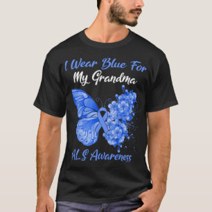Butterfly I Wear Blue For My Grandma ALS Awareness T-Shirt