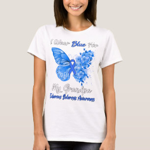 Butterfly I Wear Blue For My Grandpa Tuberous T-Shirt