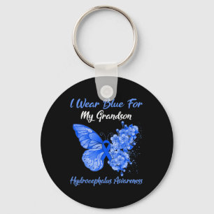 Butterfly I Wear Blue For My Grandson Hydrocephalu Key Ring