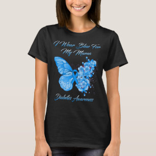 Butterfly I Wear Blue For My Mama Diabetes  T-Shirt
