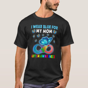 Butterfly I Wear Blue For My Mum Autism Awareness T-Shirt