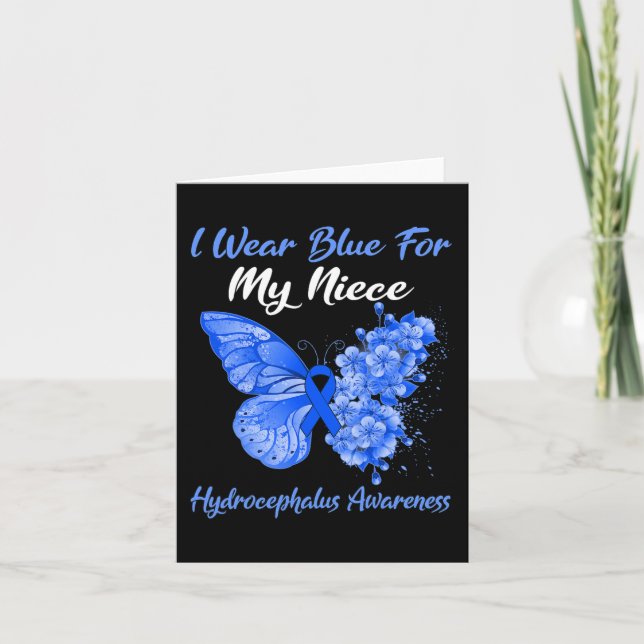 Butterfly I Wear Blue For My Niece Hydrocephalus W Card (Front)