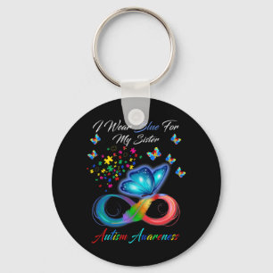 Butterfly I Wear Blue For My Sister Autism Awarene Key Ring