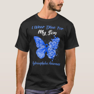 Butterfly I Wear Blue For My Son Hydrocephalus Awa T-Shirt