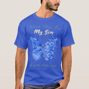 Butterfly I Wear Blue For My Son Ichthyosis Awaren T-Shirt