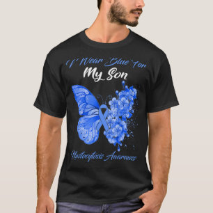 Butterfly I Wear Blue For My Son Mastocytosis Awar T-Shirt