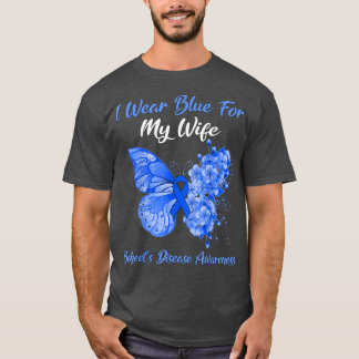 Butterfly I Wear Blue For My Wife Behcet's Disease T-Shirt
