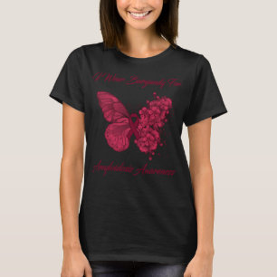 Butterfly I Wear Burgundy For Amyloidosis Awarenes T-Shirt