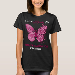 Butterfly I Wear Burgundy For Lymphatic Malformati T-Shirt