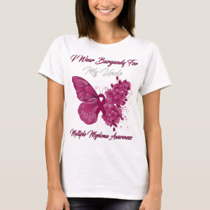 Butterfly I Wear Burgundy For Multiple Myeloma T-Shirt