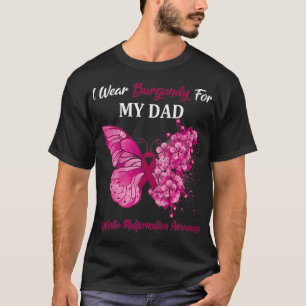 Butterfly I Wear Burgundy For My Dad Lymphatic Mal T-Shirt